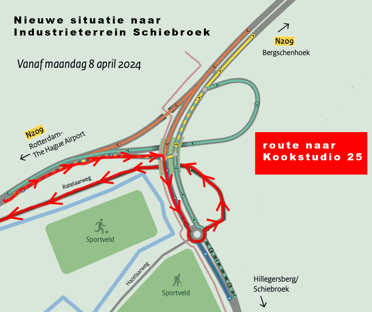 nieuwe route naar kookstudio 25