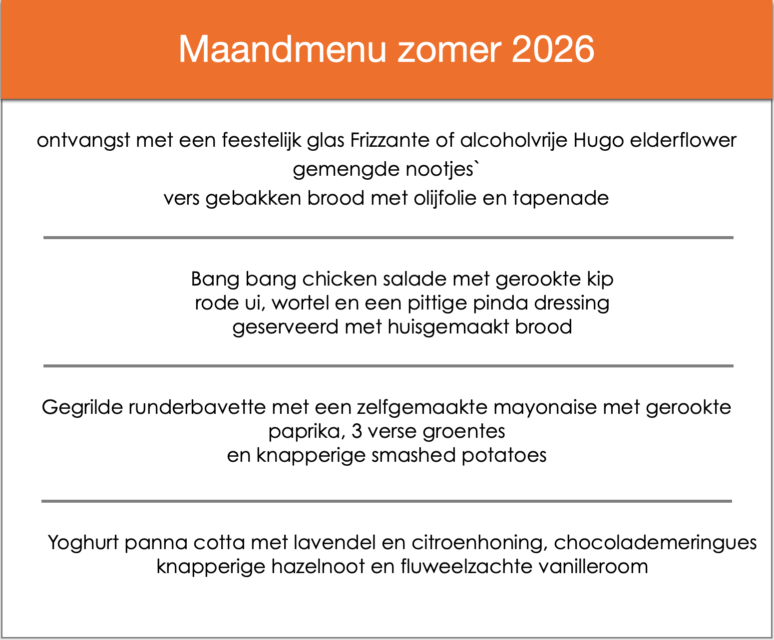 maandmenu zomer 2026